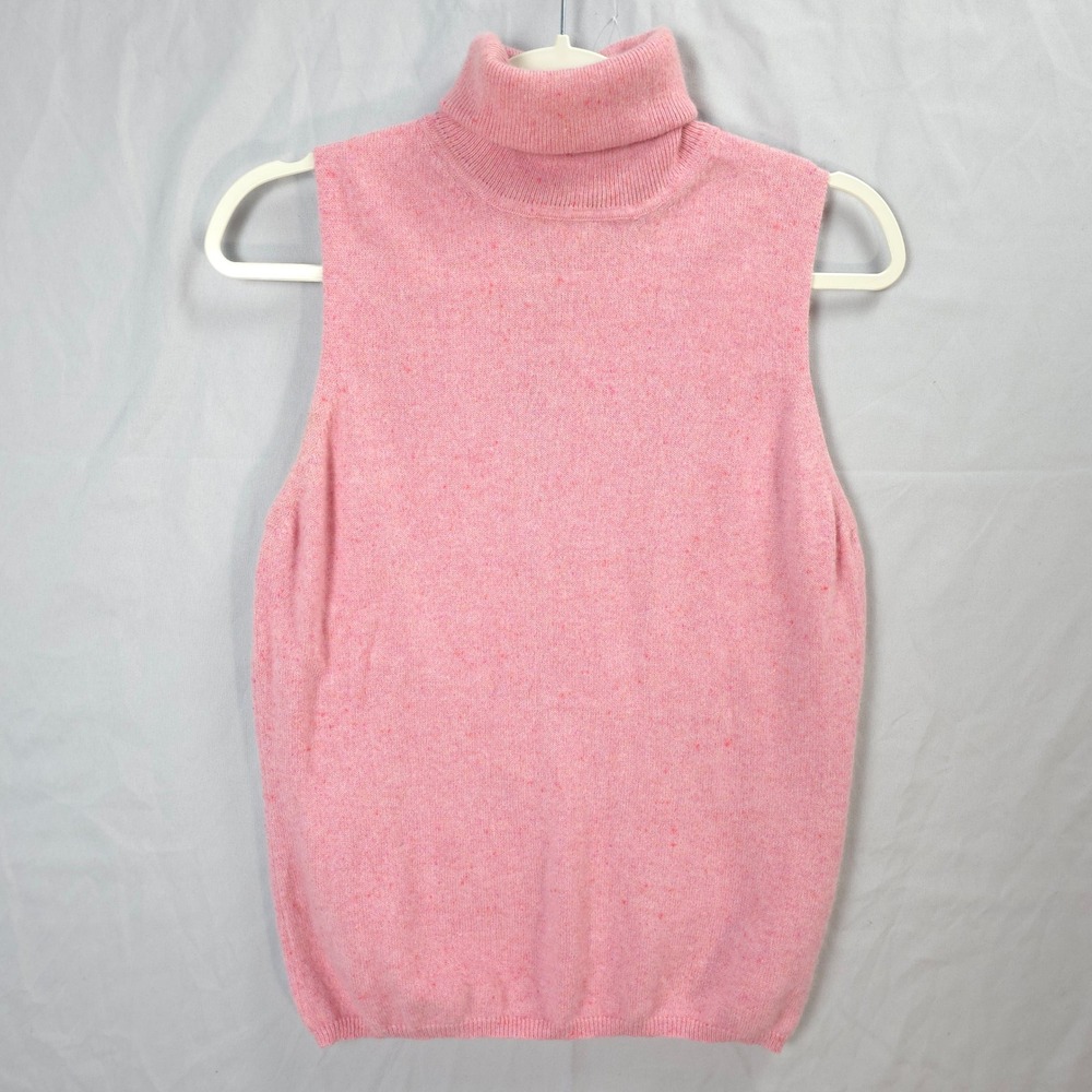 Valerie Stevens Pink Cashmere Sleeveless Turtleneck Sweater M Soft Quiet Luxury